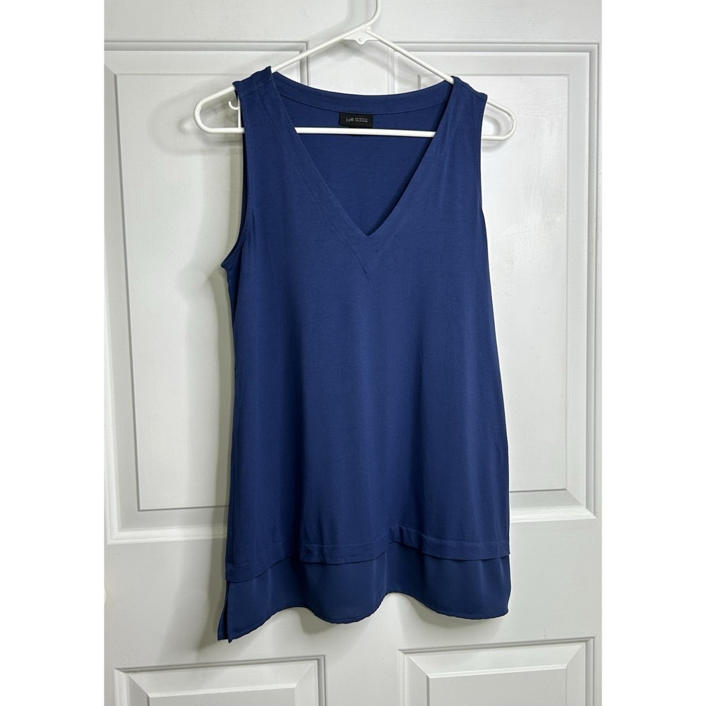 J Jill Wearever Collection Sleeveless Tunic Tank Top Womens Small V Neck Blue